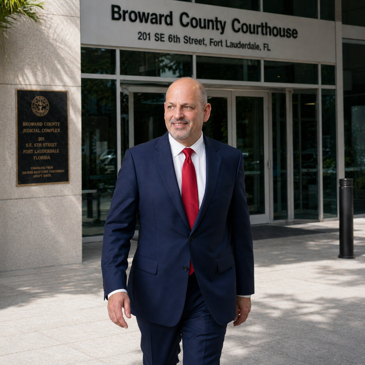 Harvey Greenberg exiting the Broward courthouse